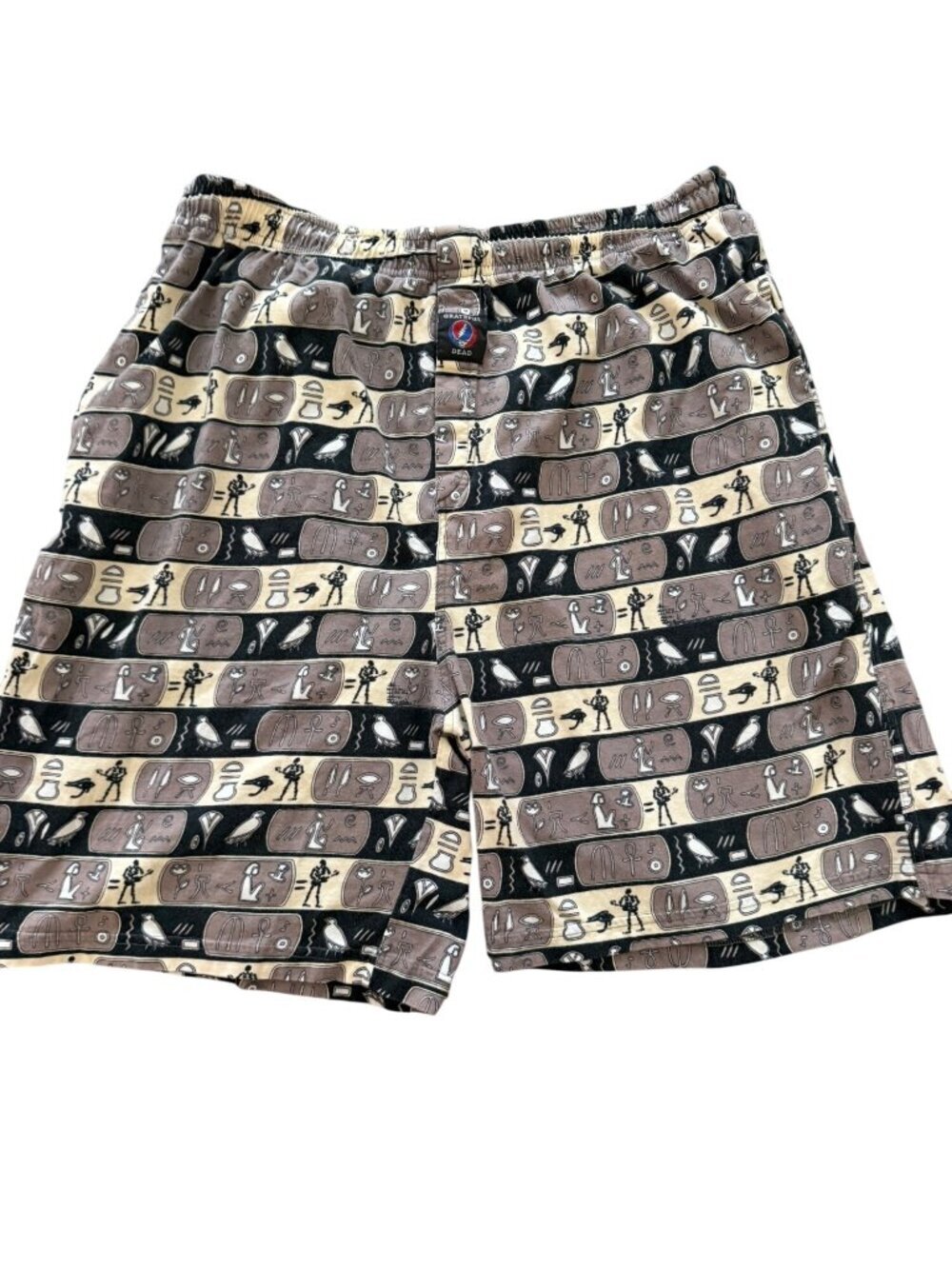 Grateful Dead Mens All Over Egyptian Print Shorts Size XL Cotton Knit Vintage